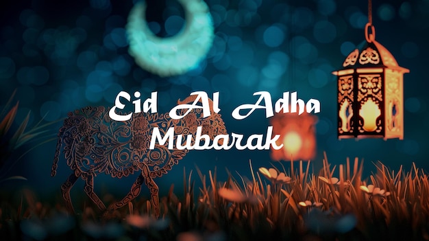 Eid al Adha Mubarak Islamic festival background PSD Template Eid Mubarak