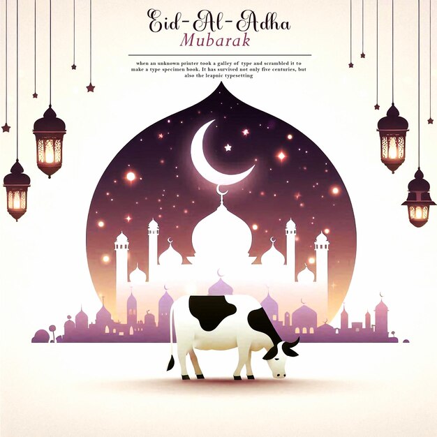 Eid Al Adha mubarak Islamic festival celebration mosque background Design