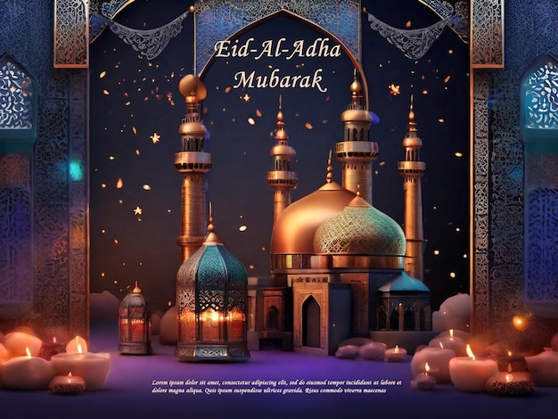 Eid Al Adha mubarak Islamic festival celebration mosque background