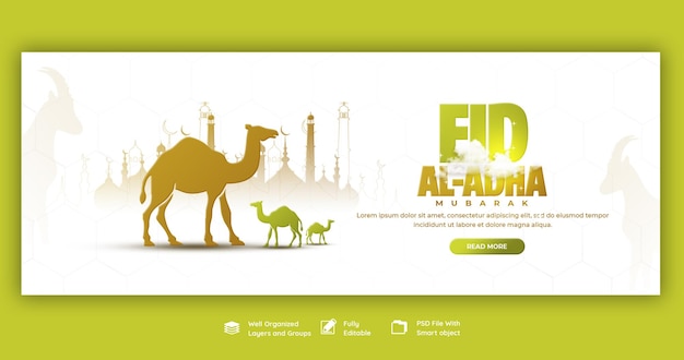 Eid al adha mubarak islamic festival Facebook cover template