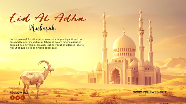 Eid al adha mubarak islamic festival poster background design