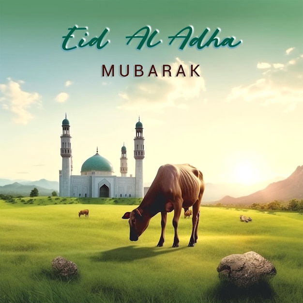 Eid al adha mubarak islamic festival poster background design