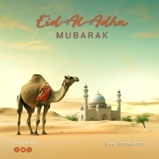 Eid al adha mubarak islamic festival poster background design