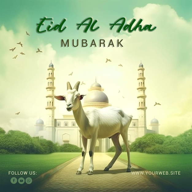 Eid al adha mubarak islamic festival poster background design