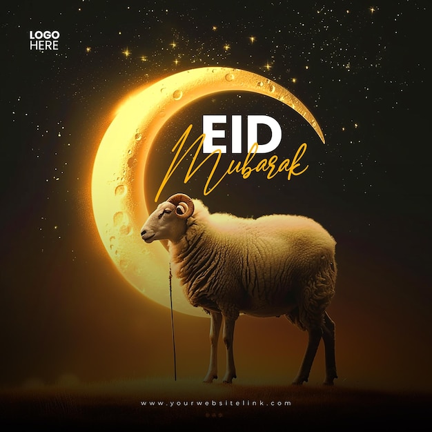 PSD eid al adha mubarak islamic festival sheeps social media post banner template