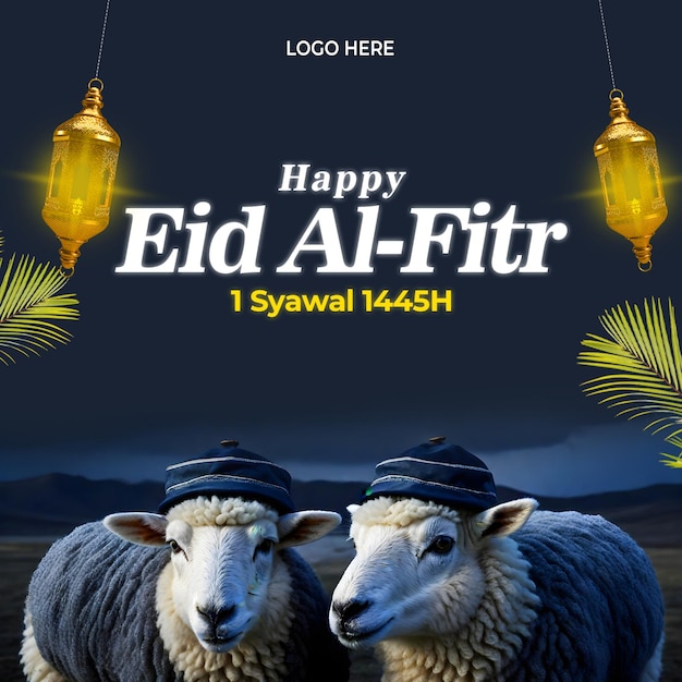 PSD eid al adha mubarak islamic festival social media banner or instagram post template