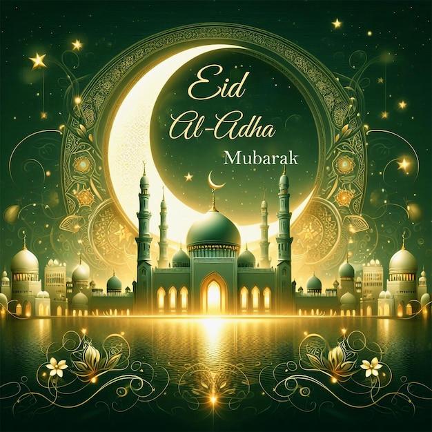 Eid al adha mubarak islamic festival social media banner template background