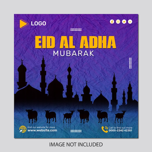 Eid al adha mubarak islamic festival social media post banner design template