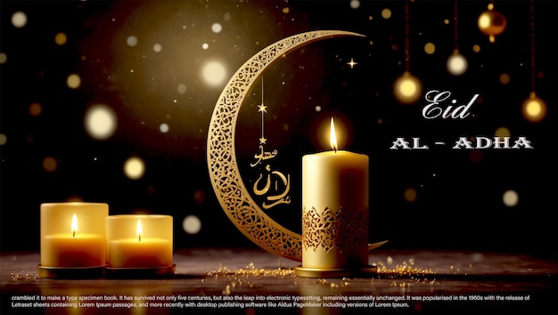 Eid al Adha mubarak and islamic festival with candles