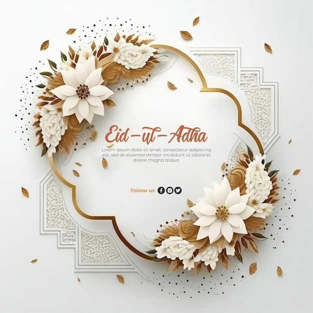 Eid al adha mubarak islamic flower festival greeting wishing social media banner