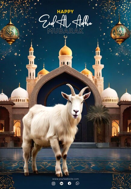 PSD eid al adha mubarak poster template celebrating eid al adha feast