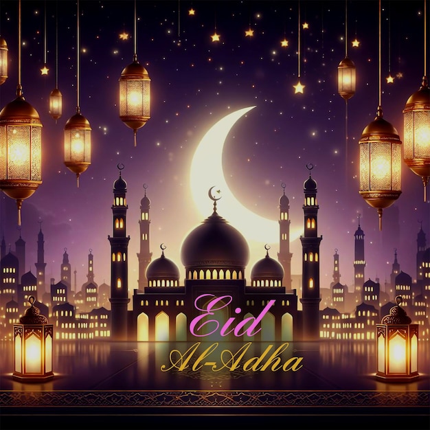 Eid Al Adha mubarak religious festival mosque background template