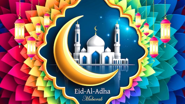 Eid Al Adha Mubarak Social Media Post Illustration background Design