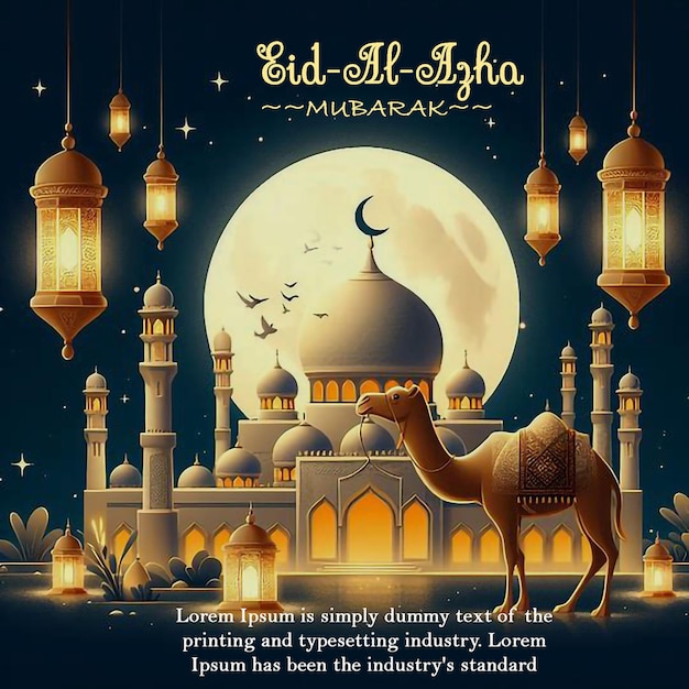 Eid Al Adha mubarak traditional Islamic elegant colourful background