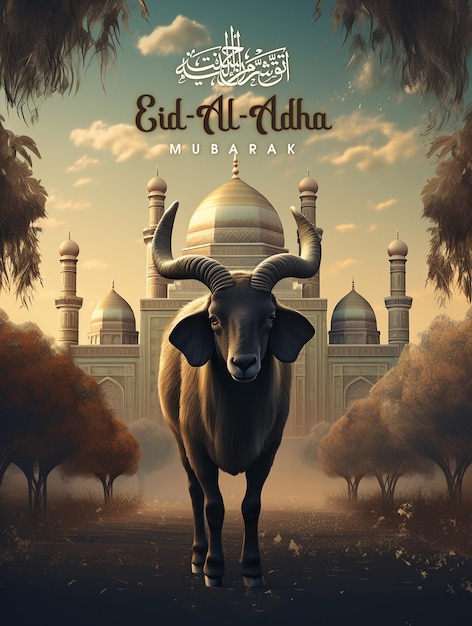 Eid al adha traditional islamic festival religious social media banner