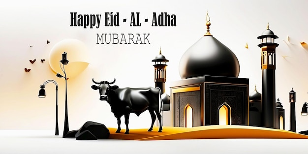 Eid al adha wishing post background design with mosque