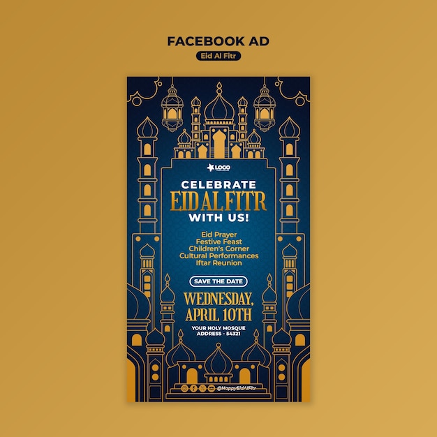 Eid al fitr celebration facebook  template