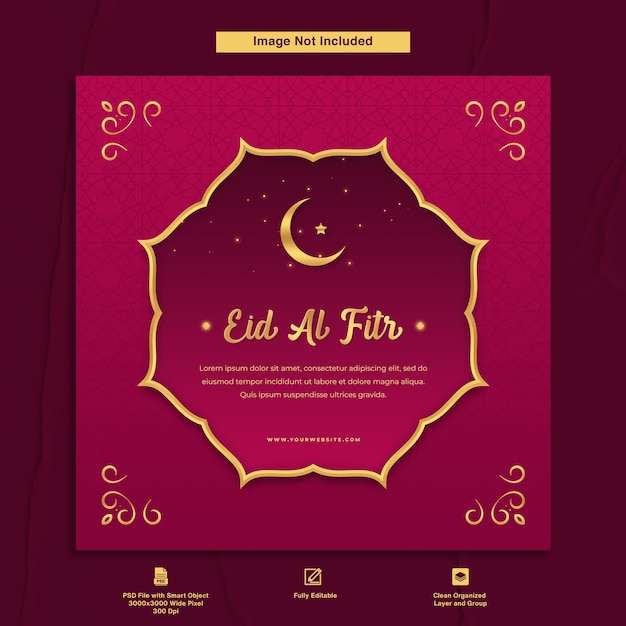 Eid Al Fitr Elegant Design Template Greeting Post