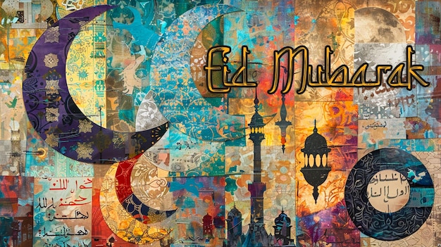 Eid Al Fitr special greeting card with a psd background