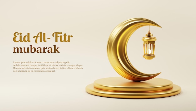 Eid al fitr with 3d ornament illustration banner template