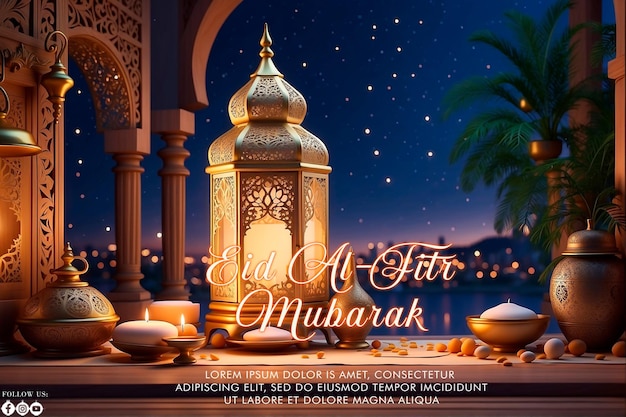 Eid Al fitri Mubarak greeting social media