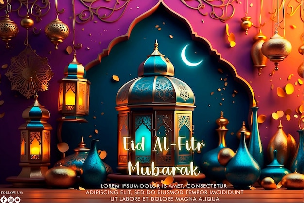 Eid Al fitri Mubarak greeting social media