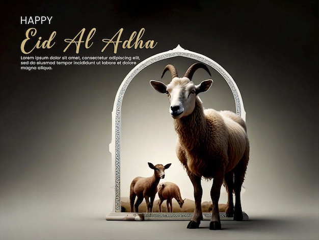 Eid alAdha poster with a strange cloud sheep named Lumina with a body with soft fur as white as mo