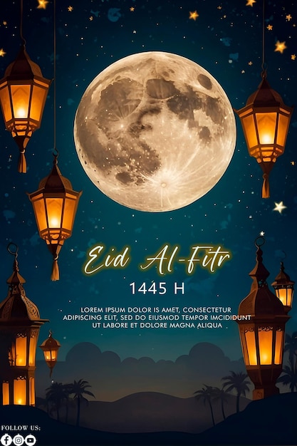 Eid Alfitr 1445H poster with a background