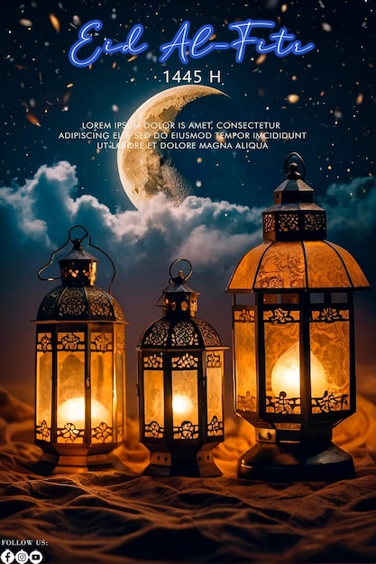 Eid Alfitr 1445H poster with a background