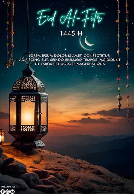 Eid Alfitr 1445H poster with a background