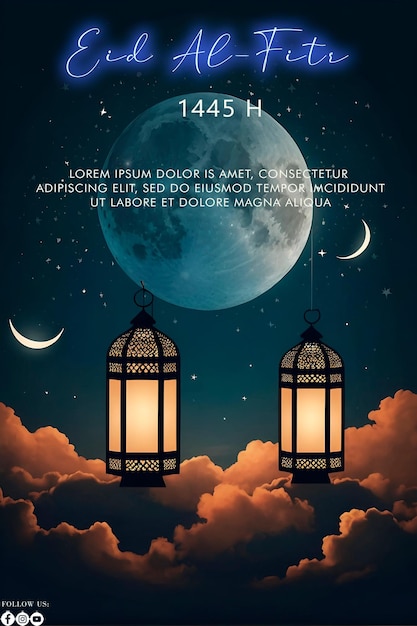 Eid Alfitr 1445H poster with a background