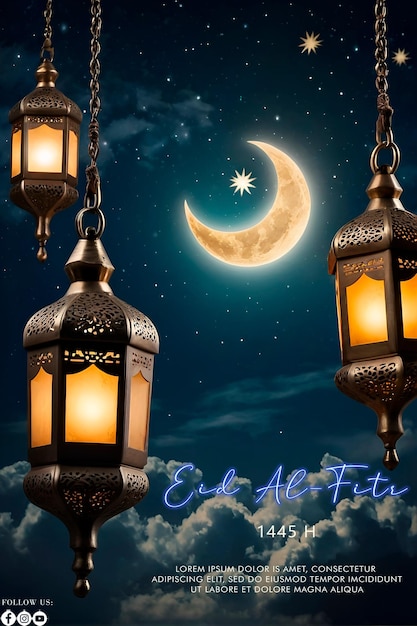 Eid Alfitr 1445H poster with a background