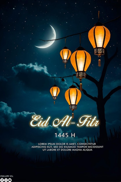 Eid Alfitr 1445H poster with a background