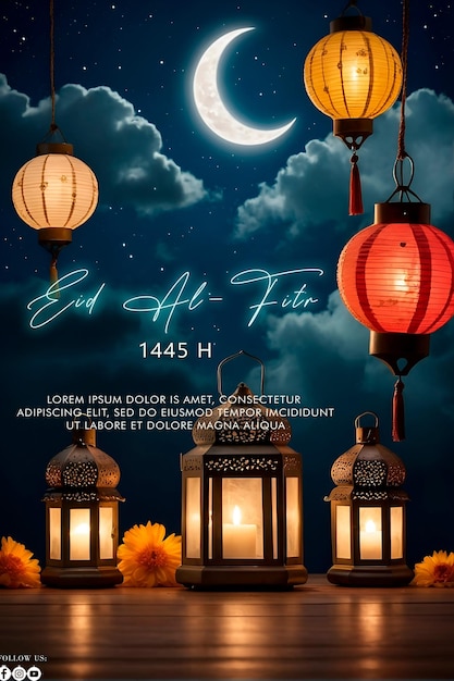 Eid Alfitr 1445H poster with a background