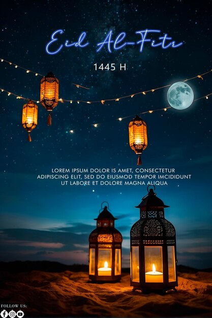 Eid Alfitr 1445H poster with a background