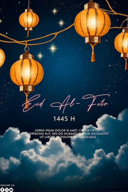 Eid Alfitr 1445H poster with a background