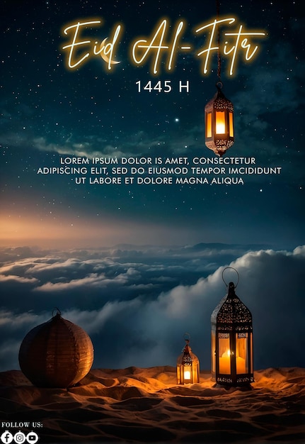 Eid Alfitr 1445H poster with a background