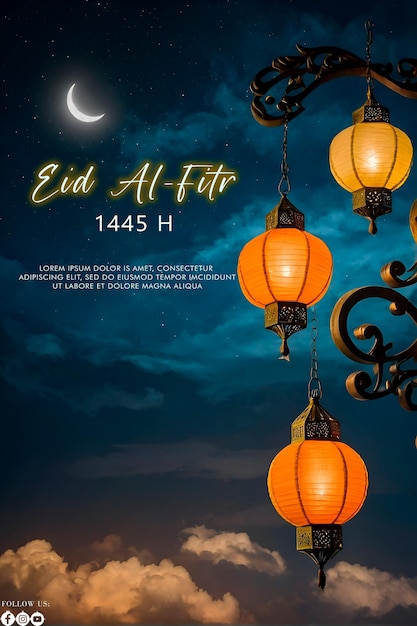 Eid Alfitr 1445H poster with a background