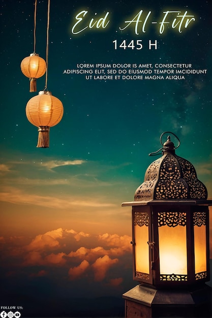 Eid Alfitr 1445H poster with a background