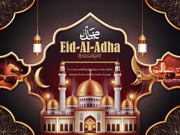 Eid calligraphy with an elegant background banner poster