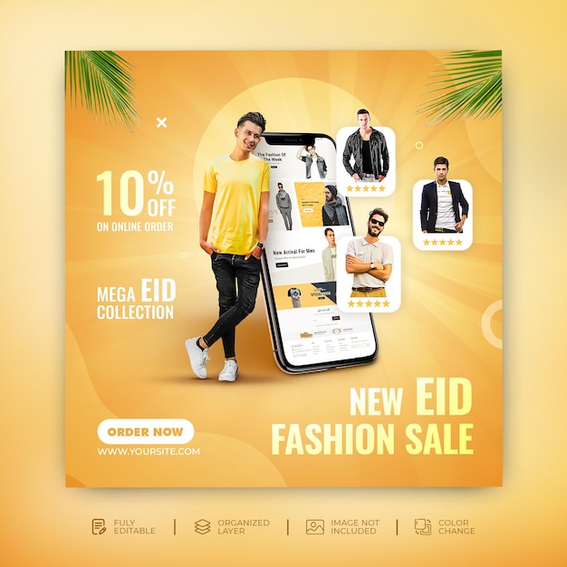 Eid fashion sale banner template social media promotion post design Psd