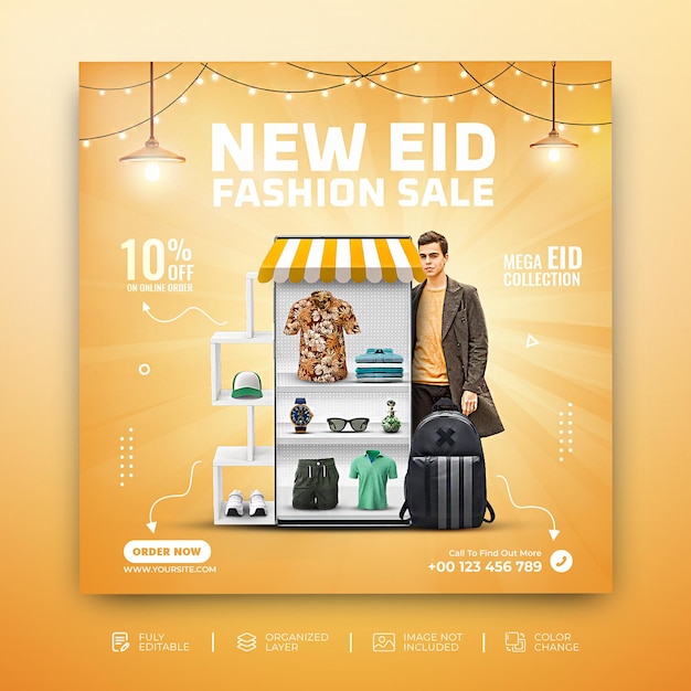 Eid fashion sale banner template social media promotion post design Psd