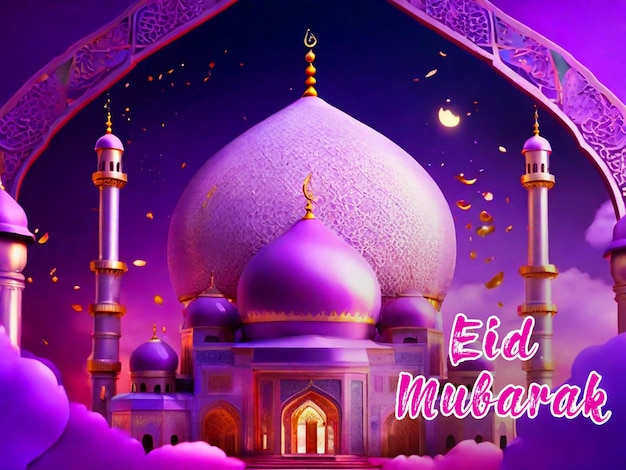 Eid mubarak colorful Islamic background design for muslim celebration