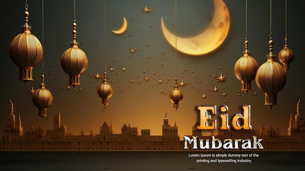 Eid Mubarak and eid ul Fitr web banner template and background