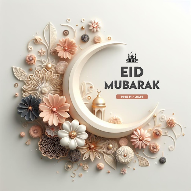 Eid Mubarak Greeting card background with eid mubarak and eid ulfitr social media banner template