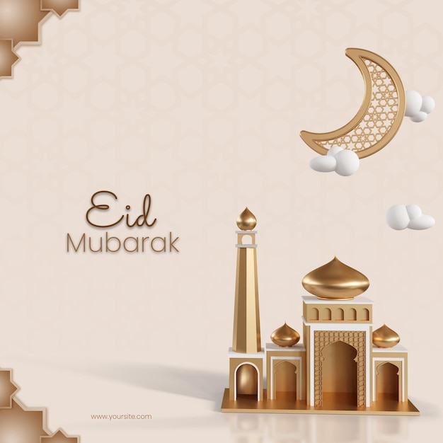 Eid Mubarak Instagram post 3D template