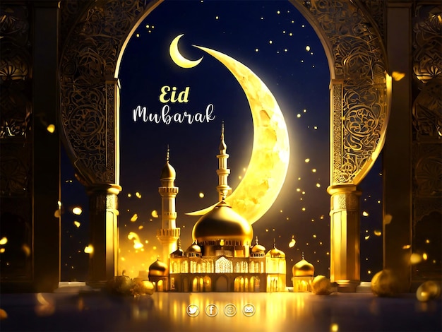 Eid Mubarak Islamic Festival Background Design