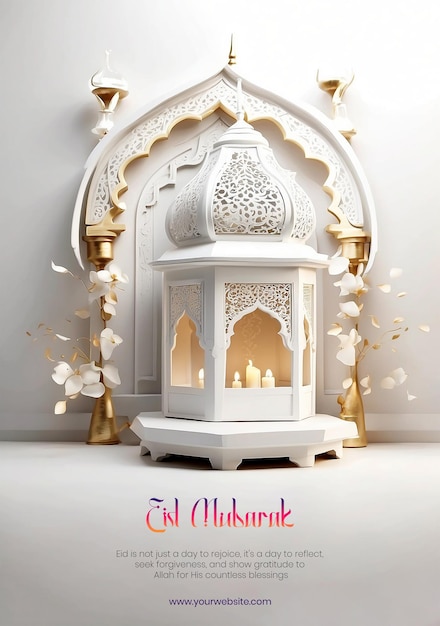 Eid mubarak luxurious flat mihrab unique design on white background