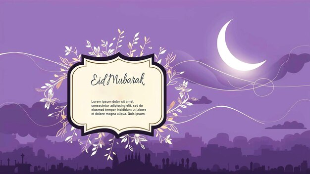 PSD eid mubarak moon and mosque beautiful background banner template