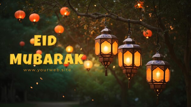 Eid Mubarak wishes template Free PSD Islamic festival